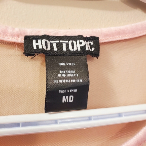 Hot Topic - Sheer pink overlay tee with pearl details - Size M - Picture 3 of 5